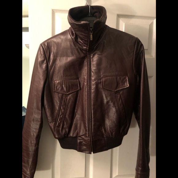 Ladies Brown leather bomber - Picture 4 of 4